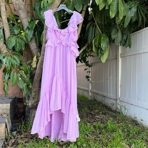 NWT ASOS DESIGN Ruffle Cut-Out Off-the-Shoulder Maxi Dress in Purple.